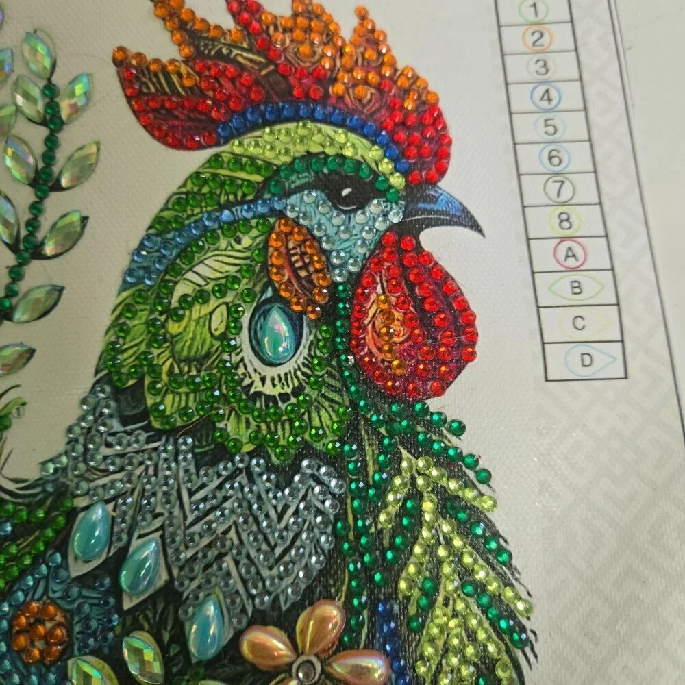 Completed Diamond Art Picture Rooster Size 9.8